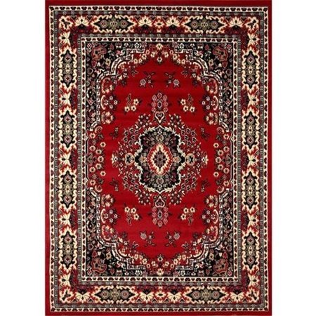 HOME DYNAMIX Home Dynamix 769924368442 9 ft. 2 in. x 12 ft. 5 in. Premium Sakarya Area Border Rug - Claret 769924368442